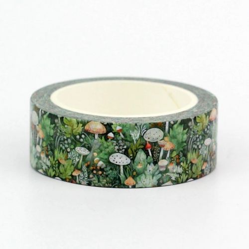 Washi Tape - Green Mushrooms (15mm x 10m) (NEW)