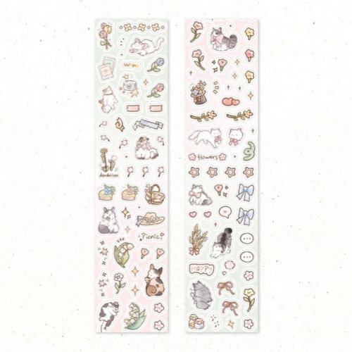 Sticker Roll - Flower Cats (40mm x 2m) (NEW)